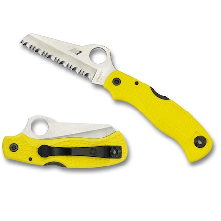 Spyderco 2024 Spyderco Saver Salt Lightweight Yellow H1 Serrated SPY-C118SYL